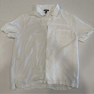 Paige Men’s Linen Blend Short Sleeve White Button Up Shirt Large
